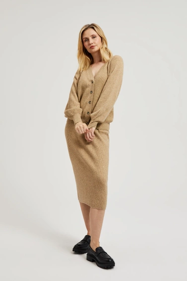 Spódnica dzianinowa midi beżowa