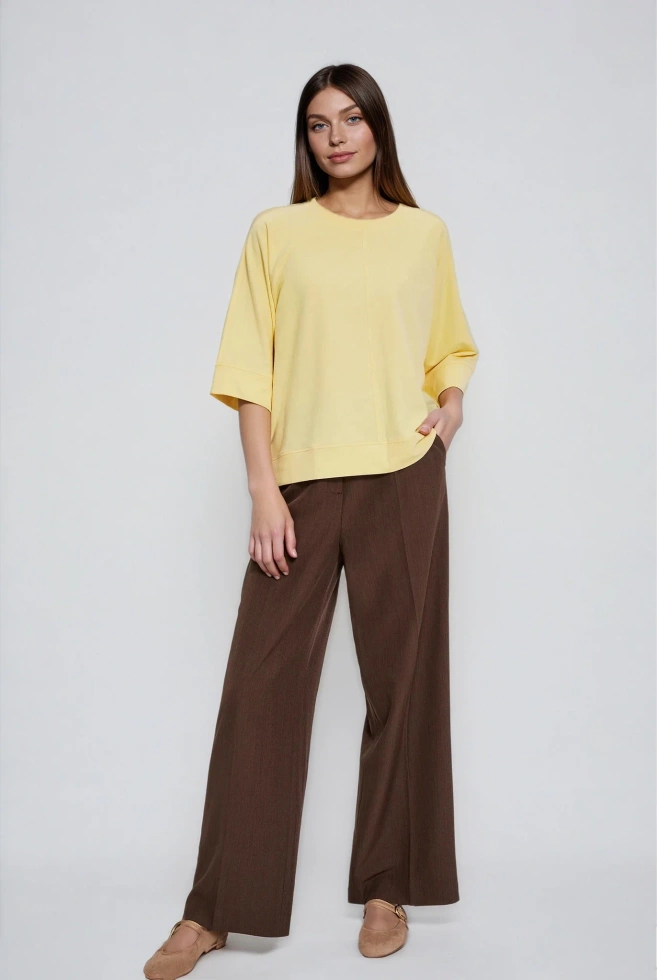 Bluza z krótkimi i szerokimi rękawami żółta