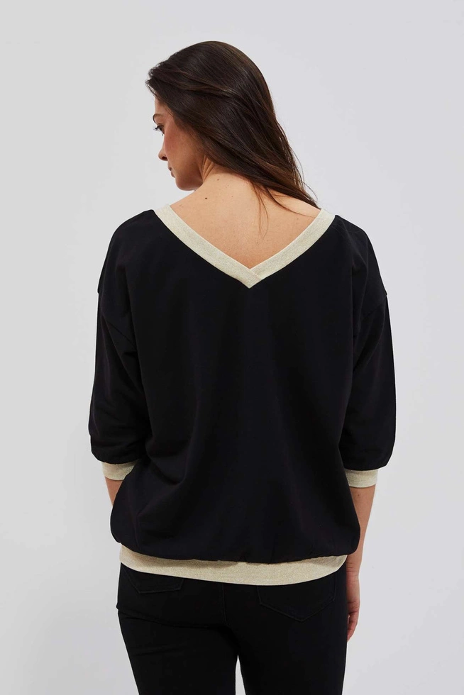 Bluza z dekoltem w serek i nadrukiem czarna