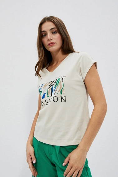 Bawełniany t-shirt z napisem piaskowy