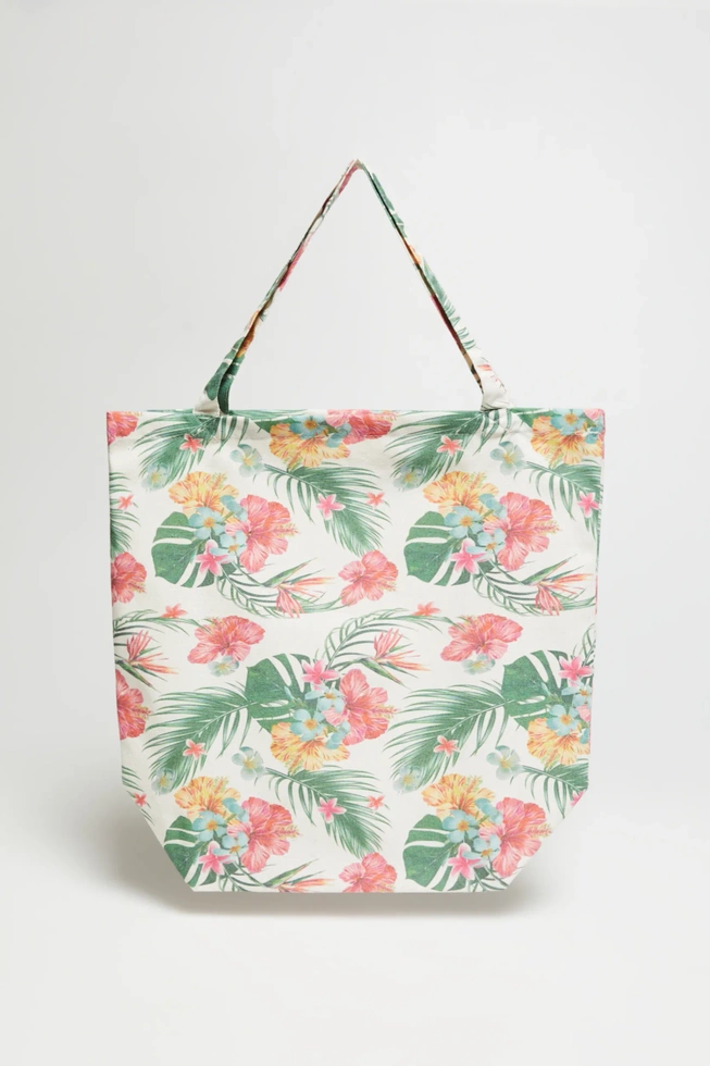 Bawełniana torba w tropikalny wzór różowa
