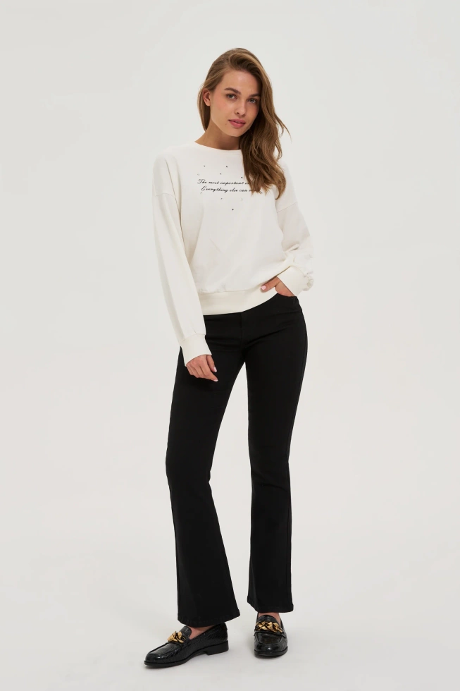 Bluza z napisem ecru