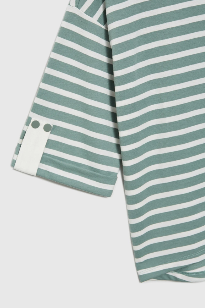 Bluza oversize w paski z szerokimi rękawami oliwkowa