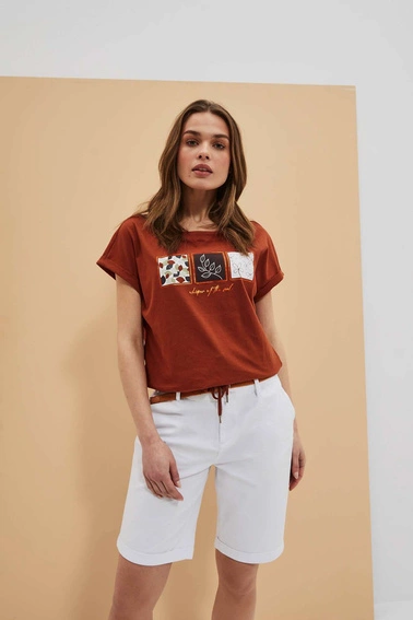 Szorty z plecionym paskiem białe