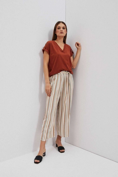 Bluzka z dekoltem w serek brązowa