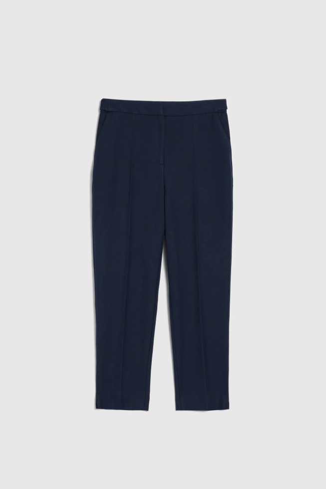 Spodnie z prostymi nogawkami w kant granatowe