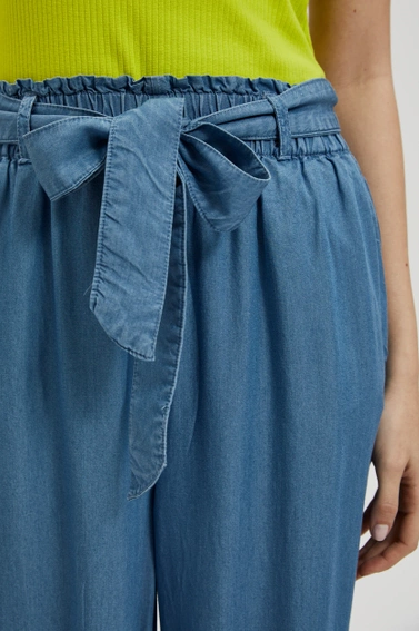 Spodnie lyocell z szerokimi nogawkami niebieskie