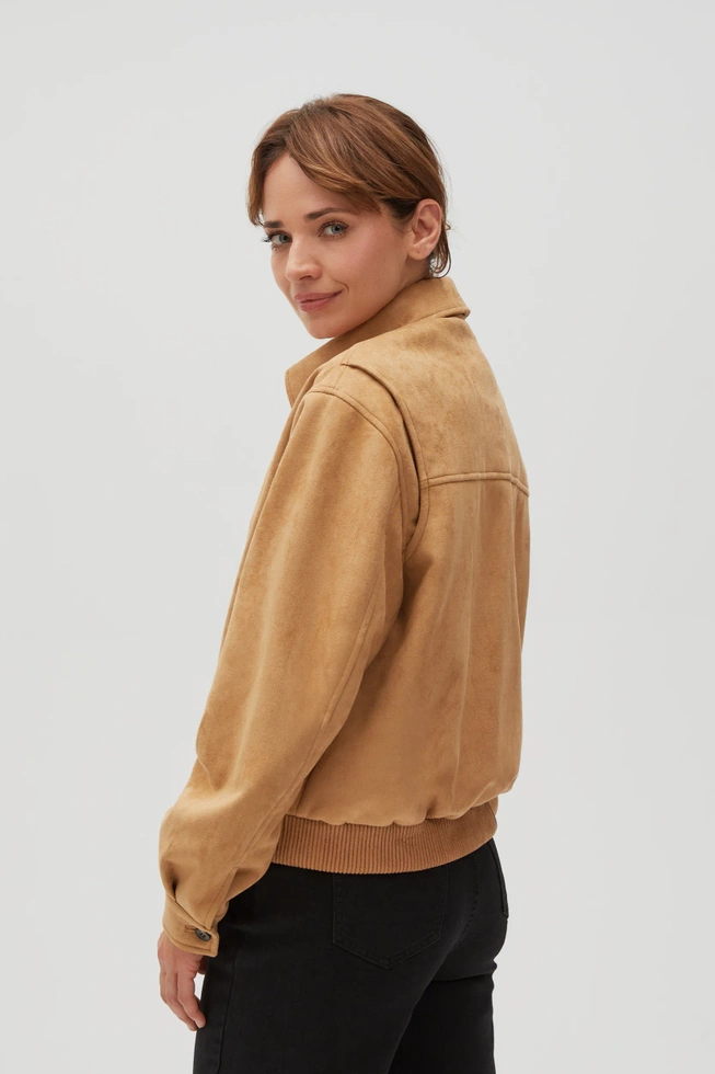 Kurtka z imitacji zamszu beżowa