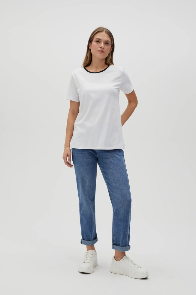 Gładka bluzka z krótkimi rękawami biała