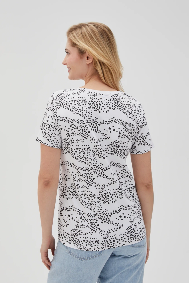 Bluzka w kropki z krótkimi rękawami biała