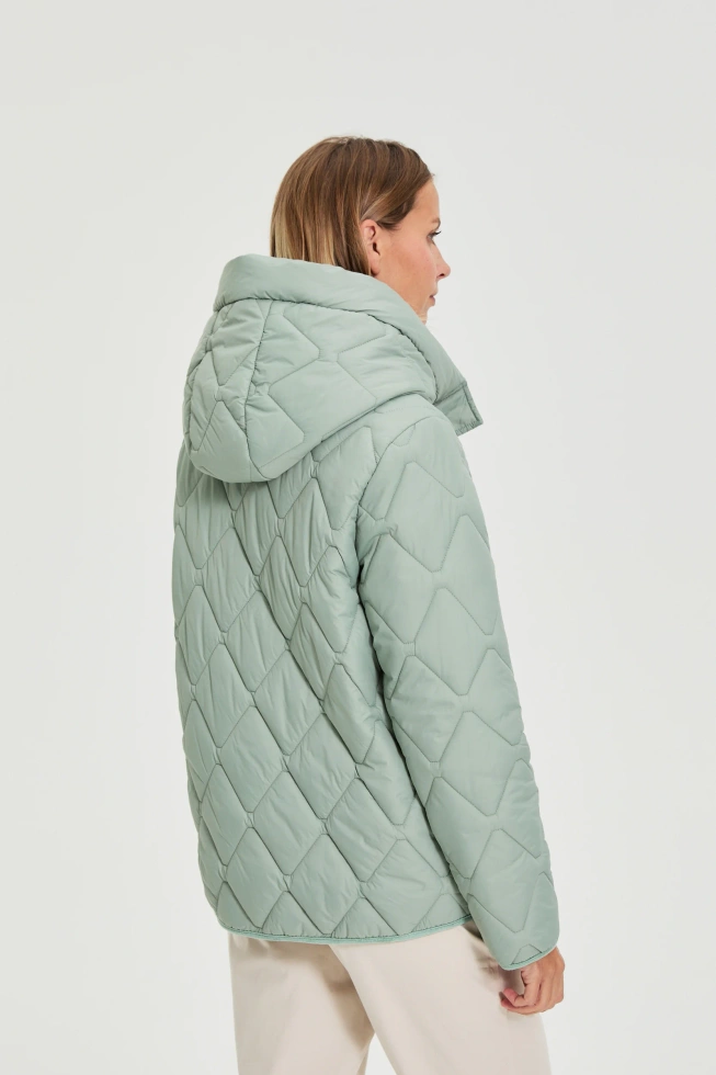 Pikowana kurtka z kapturem oliwkowa