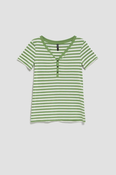 Bawełniana bluzka w paski malahitowa