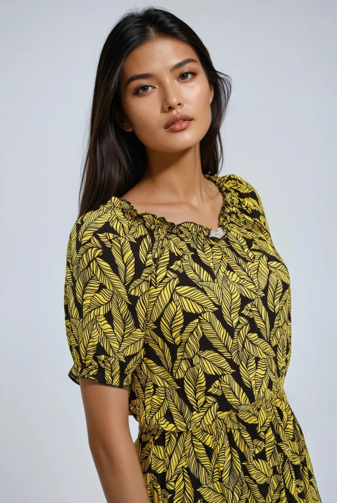 Sukienka z wiskozy żółta