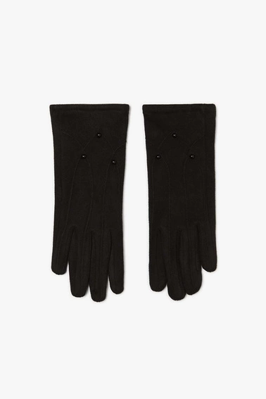 Gładkie rękawiczki z koralikami czarne