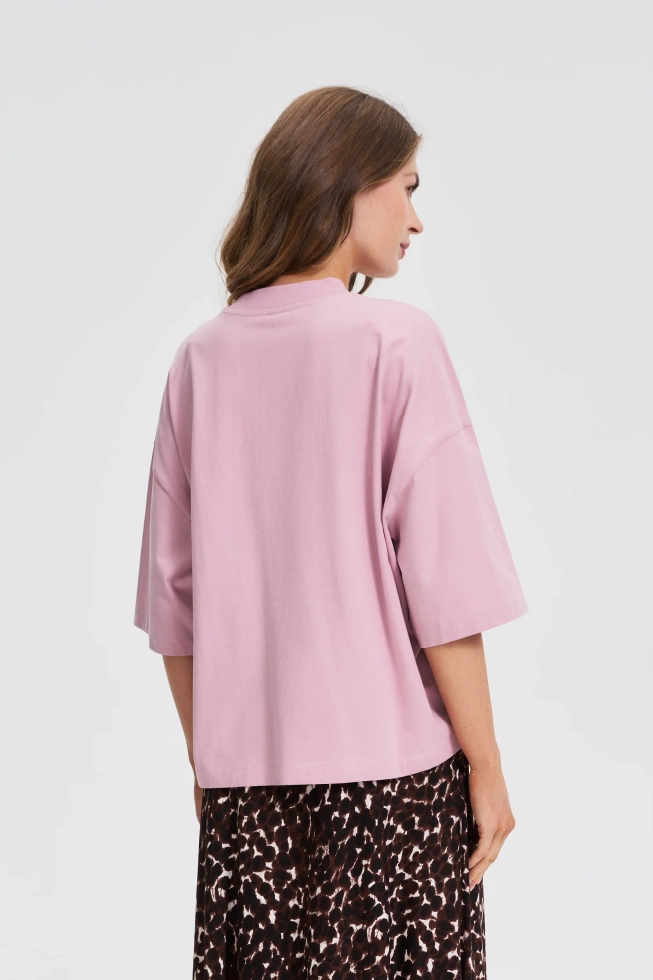 Gładka bluzka oversize różowa