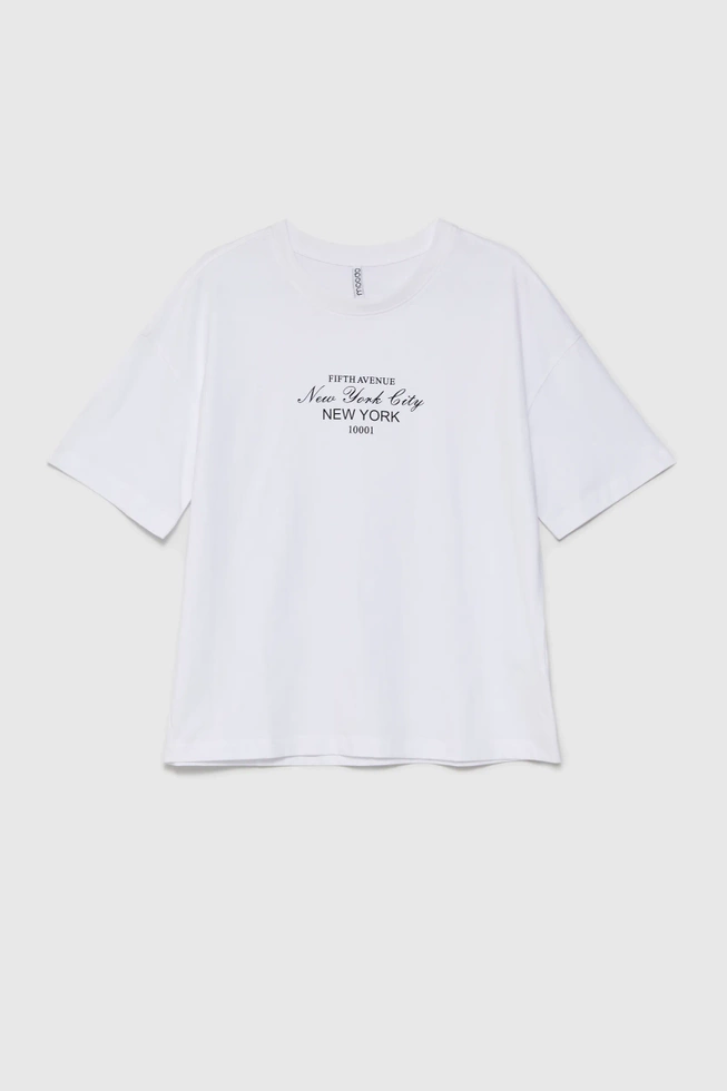 Bawełniany biały t-shirt z napisem