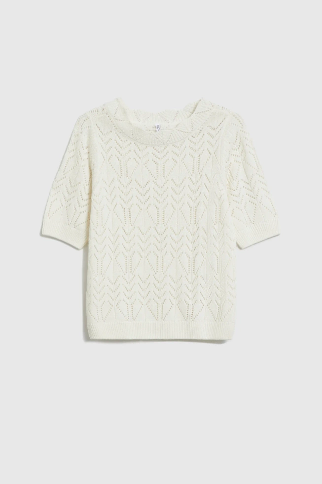 Ażurowy sweter beżowy