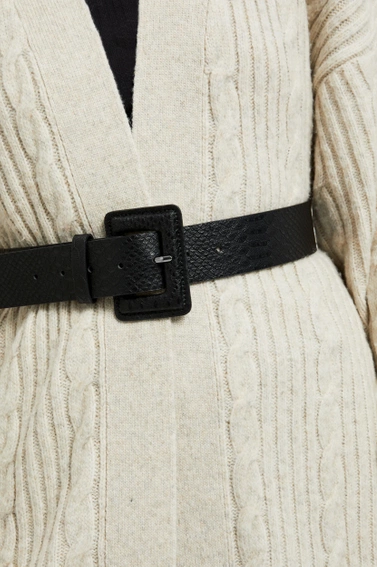 Pasek w zwierzęcy wzór z kwadratową klamrą czarny