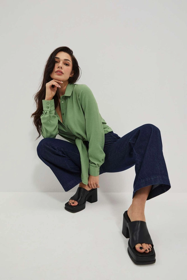 Jeansy dzwony z wysokim stanem