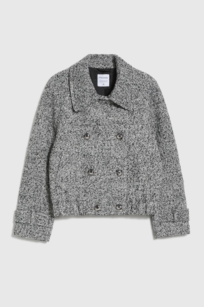 Krótki płaszcz czarno-biały