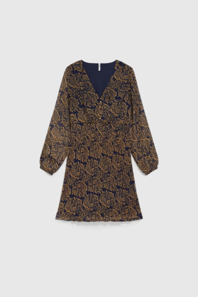 Wzorzysta sukienka granatowa