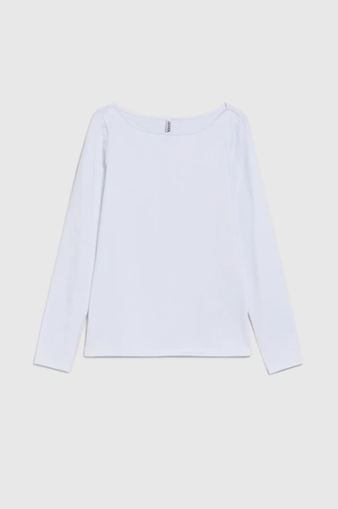 Gładka bluzka z długimi rękawami biała