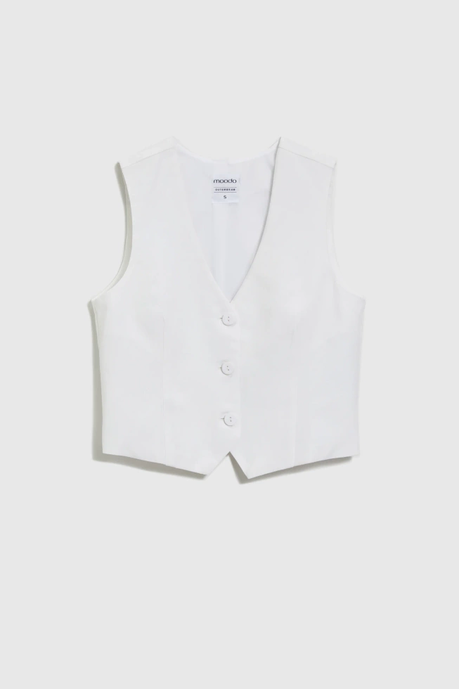 Kamizelka z dodatkiem lnu biała