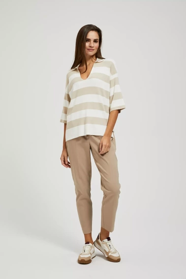 Spodnie w kant z wiązaniem w pasie