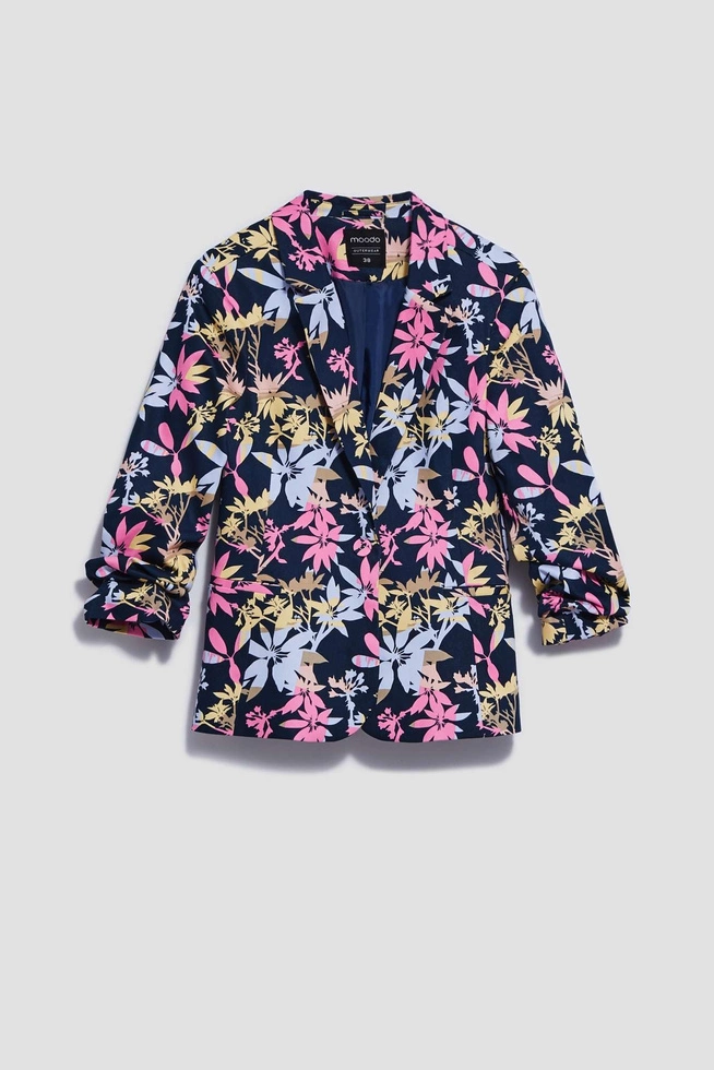 Jednorzędowa marynarka z roślinnym printem