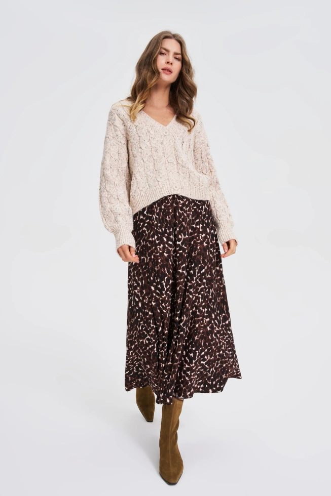 Kardigan z ozdobnym splotem beżowy