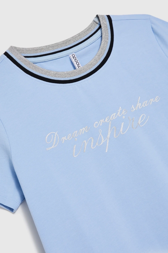 Bluzka z napisem błękitna