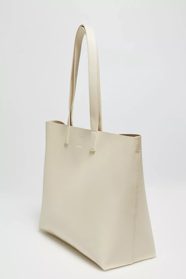 Torba shopper na długich paskach beżowa