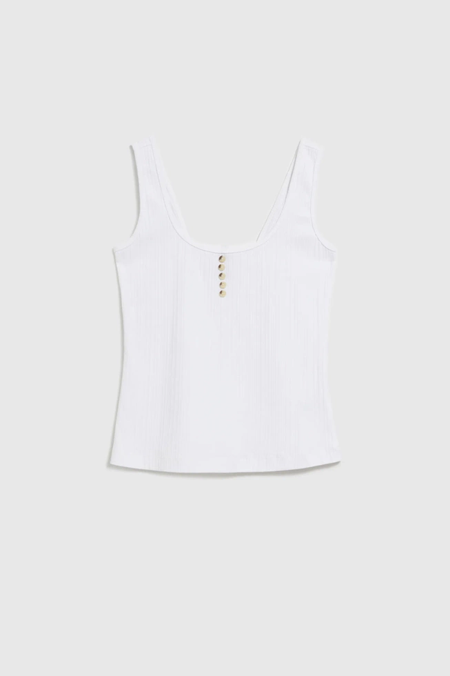 Top z guzikami biały