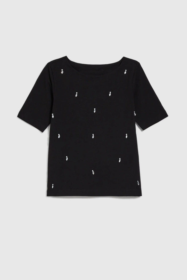 Bluzka ozdobiona koralikami czarna