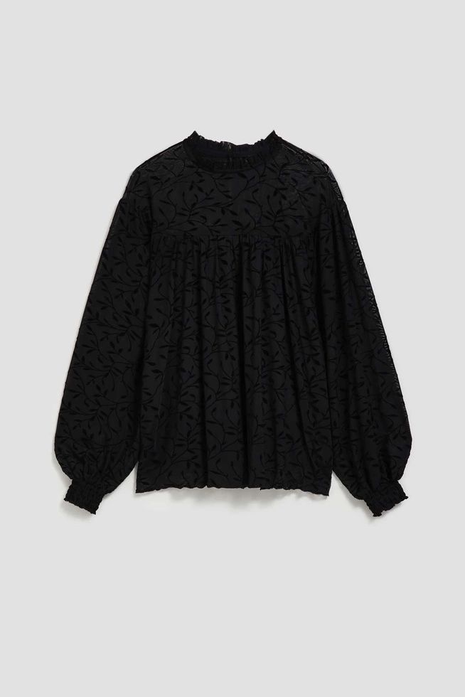 Koszula z bufiastymi rękawami czarna