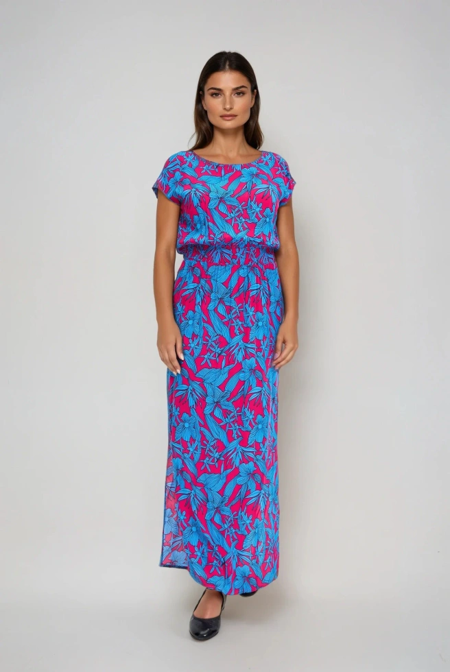 Wiskozowa sukienk maxi fuksjowa