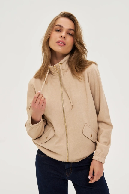 Bluza zapinana na zamek beżowa