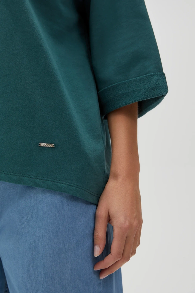 Bluza oversize z dekoltem w serek zielona