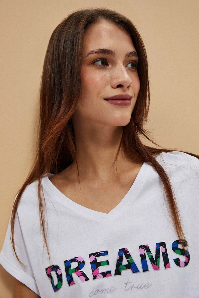 Bawełniana bluzka z napisem biała