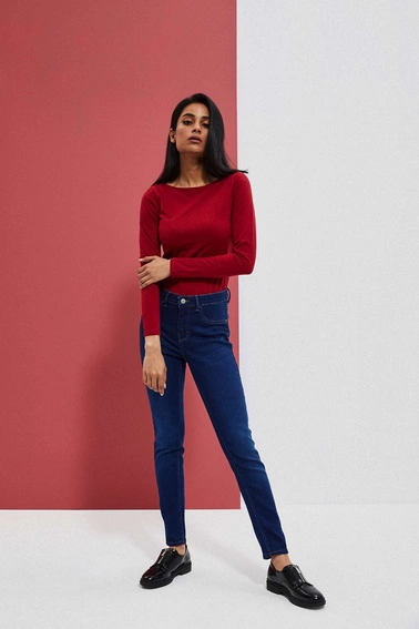 Jeansy skinny zapinane na guzik i zamek ciemnoniebieskie