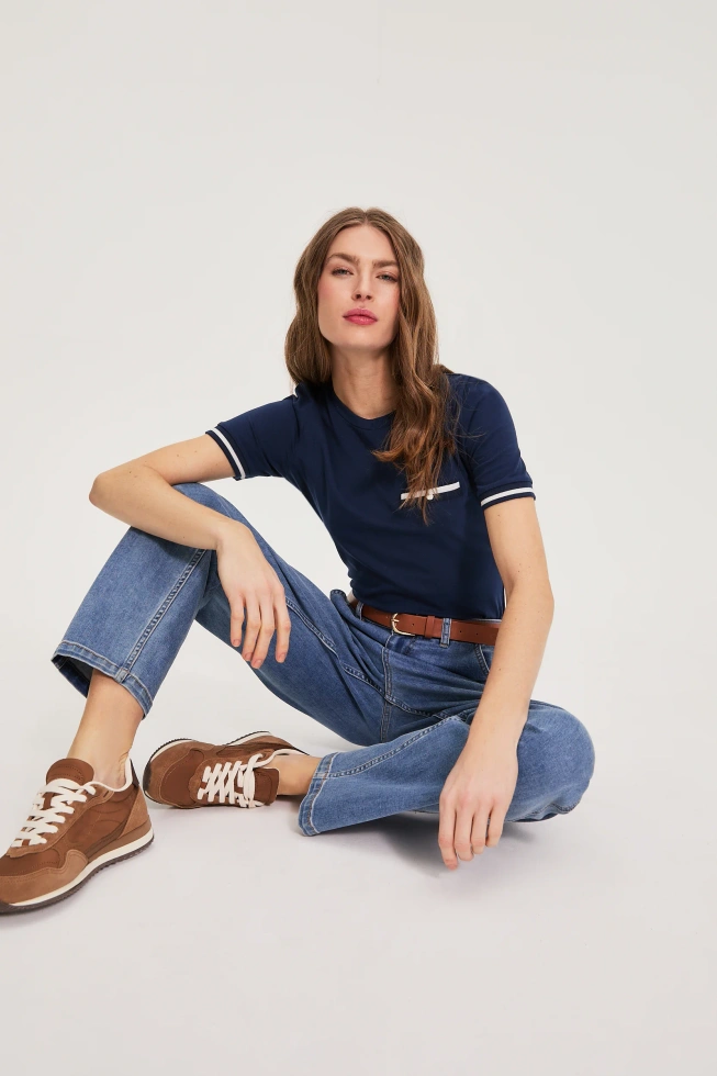 Jeansy z paskiem niebieskie