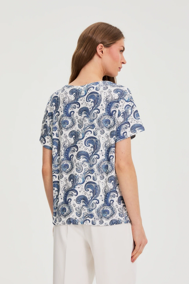 Bluzka z wzorem paisley biała