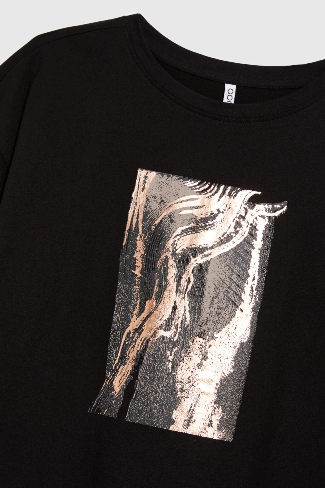 Bawełniany t-shirt z nadrukiem czarny