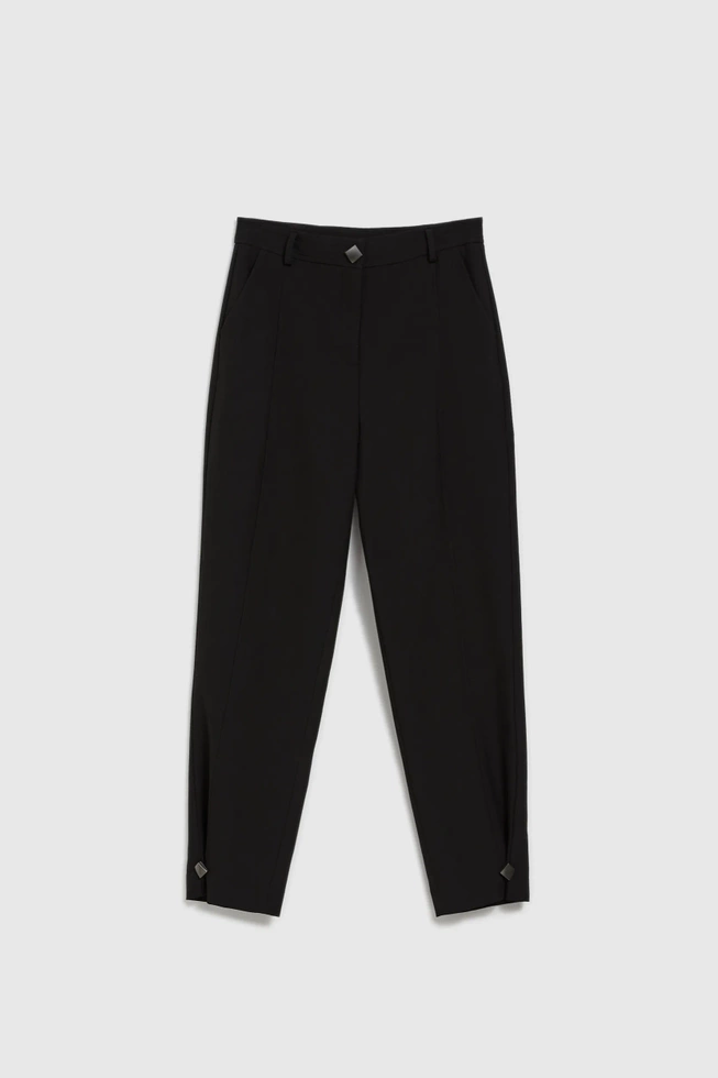 Gładkie spodnie z nogawkami w kant czarne