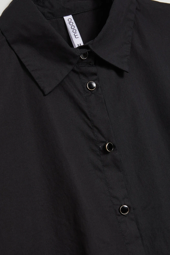 Gładka koszula z dlugimi rękawami czarna