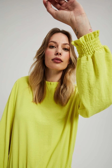 Gładka koszula limonkowa