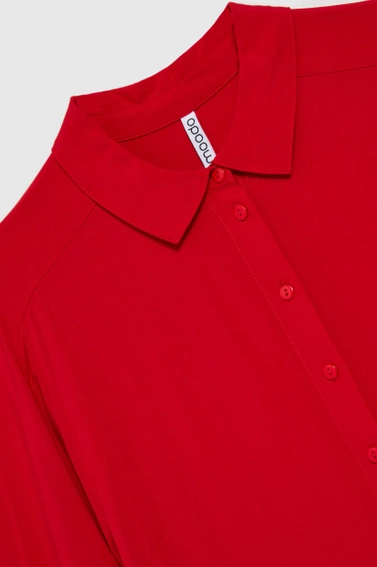 Wiskozowa koszula bez wzoru czerwona