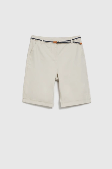Bawełniane szorty z paskiem beżowe