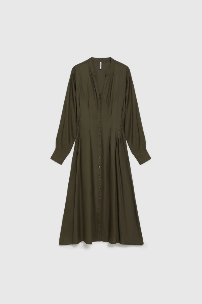 Wiskozowa sukienka midi oliwkowa
