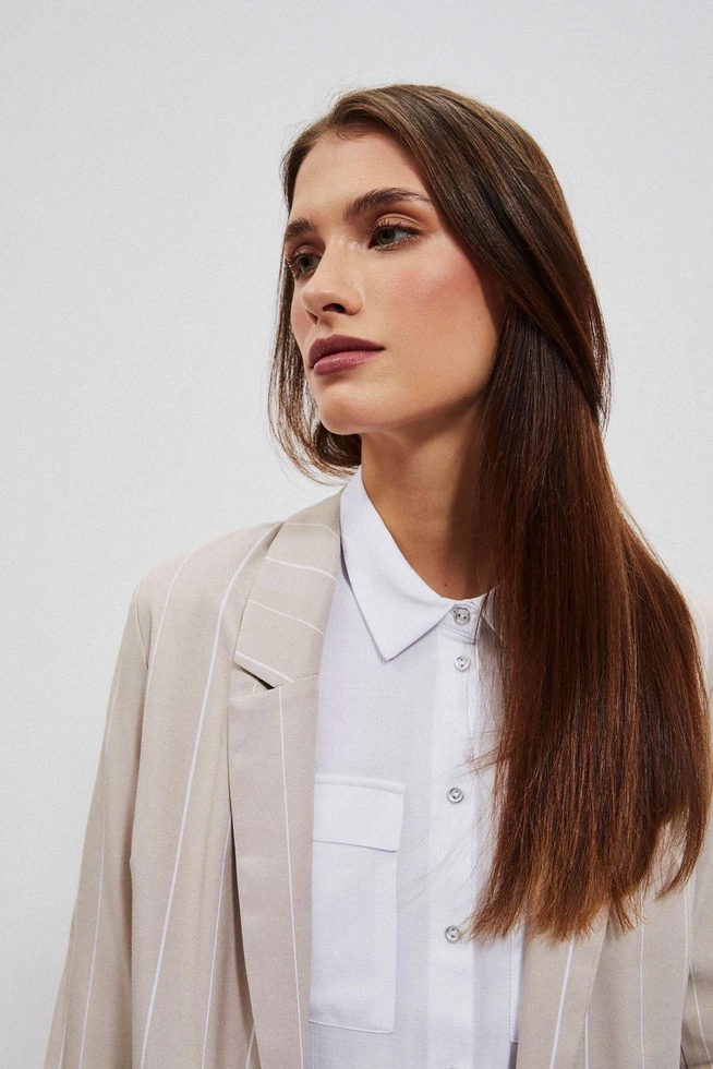 Marynarka w paski piaskowa